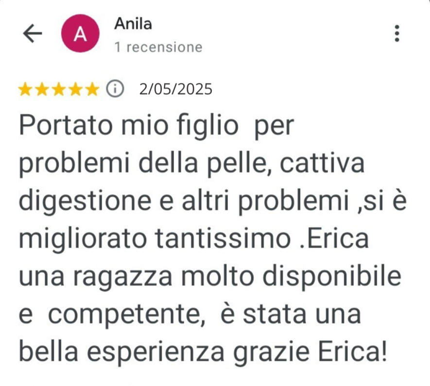 Recensione-eruzioni-cutanee-naturopata-Codroipo-Udine Testimonianza di risoluzione problematiche di pelle con rimedi naturali
